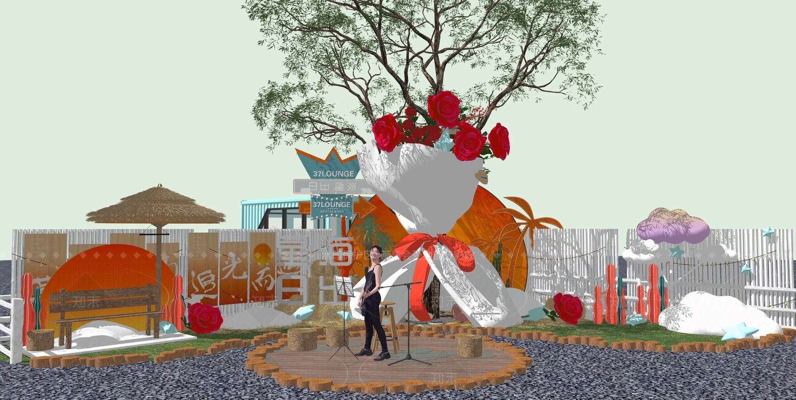 现代极简其他临建场景美陈SU模型下载【ID:1205185494】