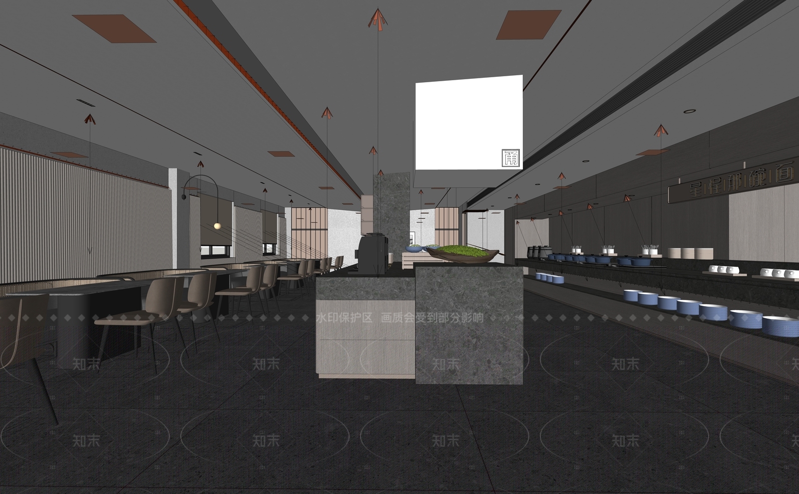现代酒店餐厅SU模型下载【ID:1205185935】
