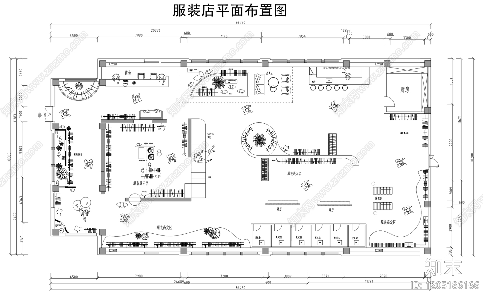现代服装店cad施工图下载【ID:1205186166】
