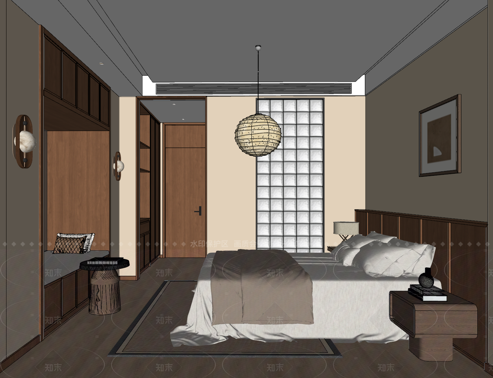 中古民宿客房SU模型下载【ID:1205186227】
