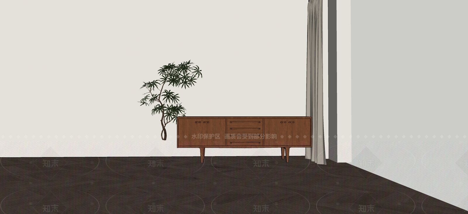 侘寂中古电视柜SU模型下载【ID:1205188429】