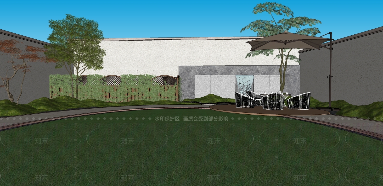 法式别墅庭院SU模型下载【ID:1205321830】