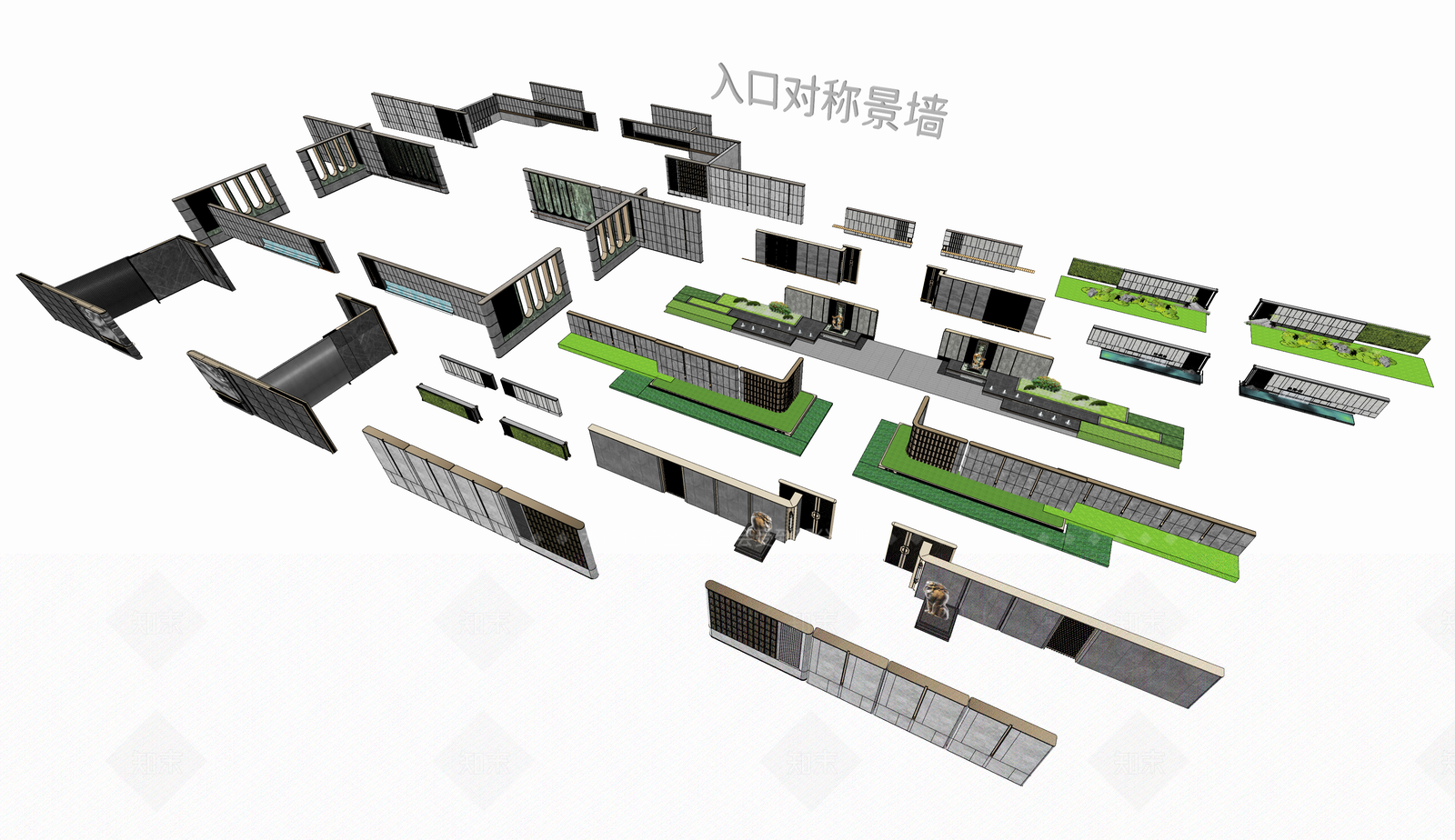 现代轻奢景墙SU模型下载【ID:1205192455】