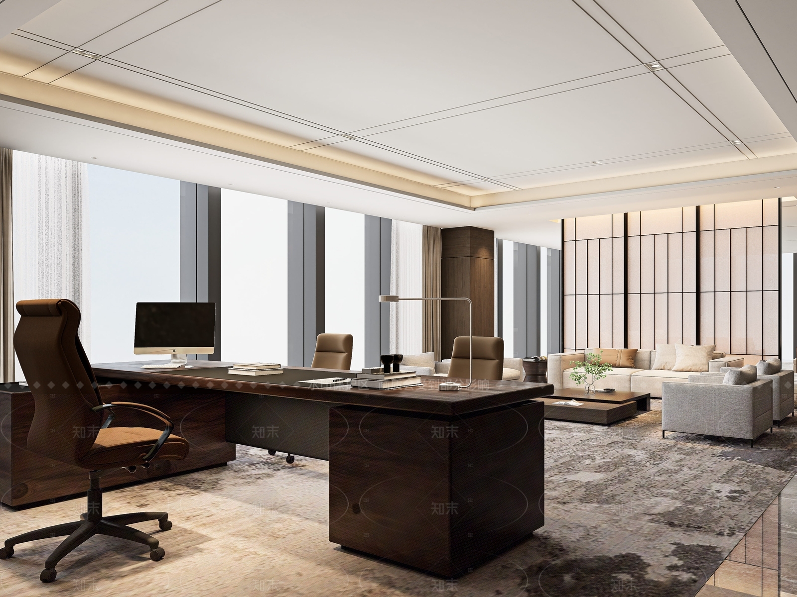 现代简约办公室SU模型下载【ID:1205196157】