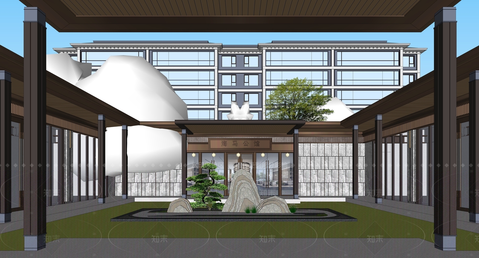 现代新中式多层住宅SU模型下载【ID:1205197108】