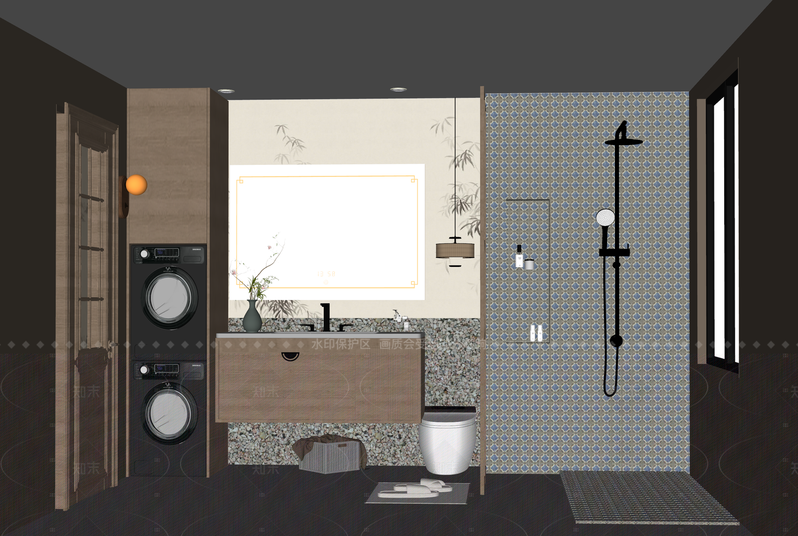 新中式卫生间SU模型下载【ID:1205197402】