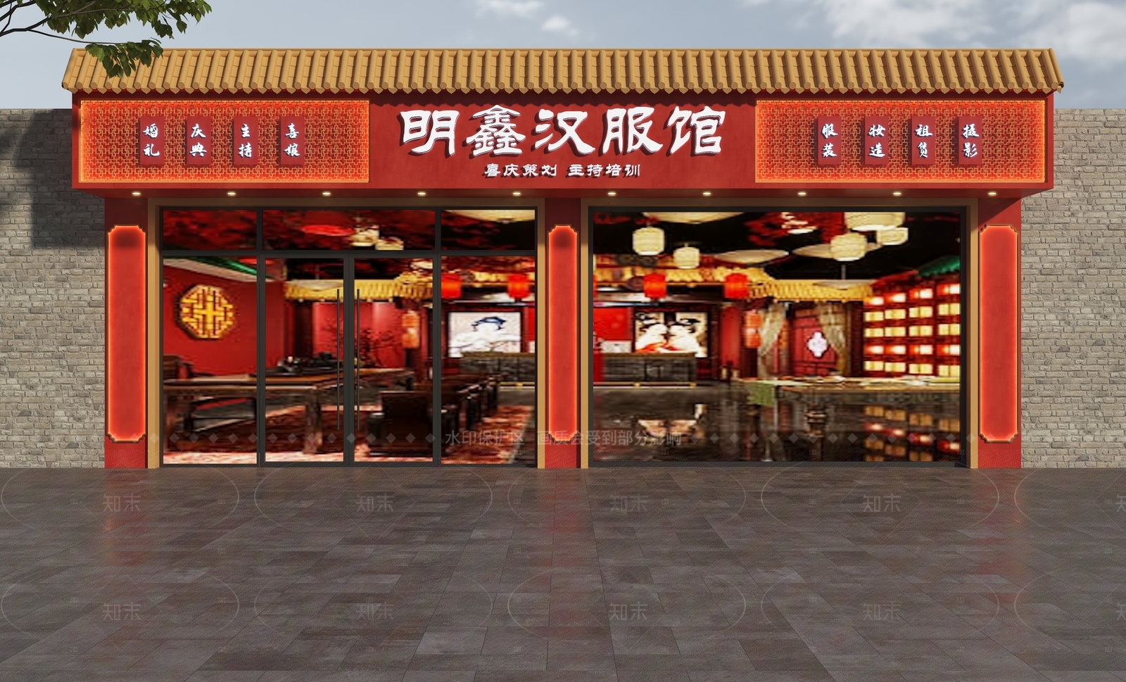 新中式门头3D模型下载【ID:1205208633】