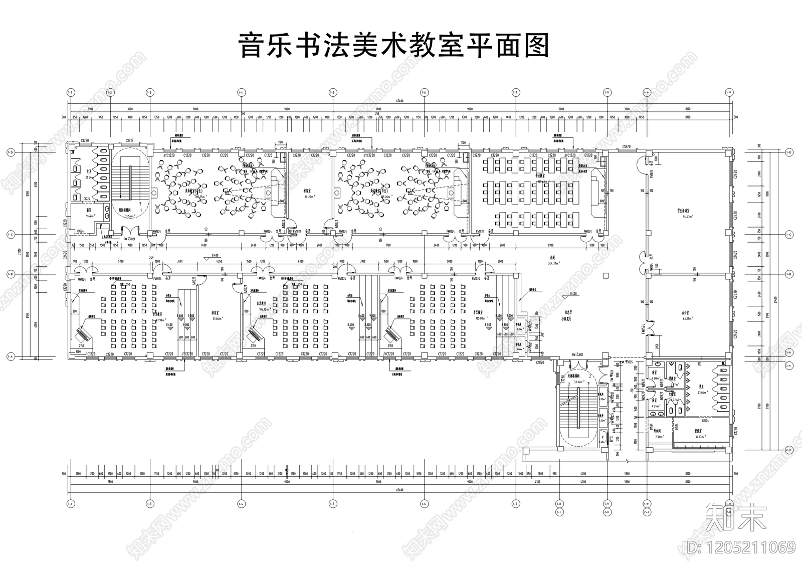 现代教室cad施工图下载【ID:1205211069】