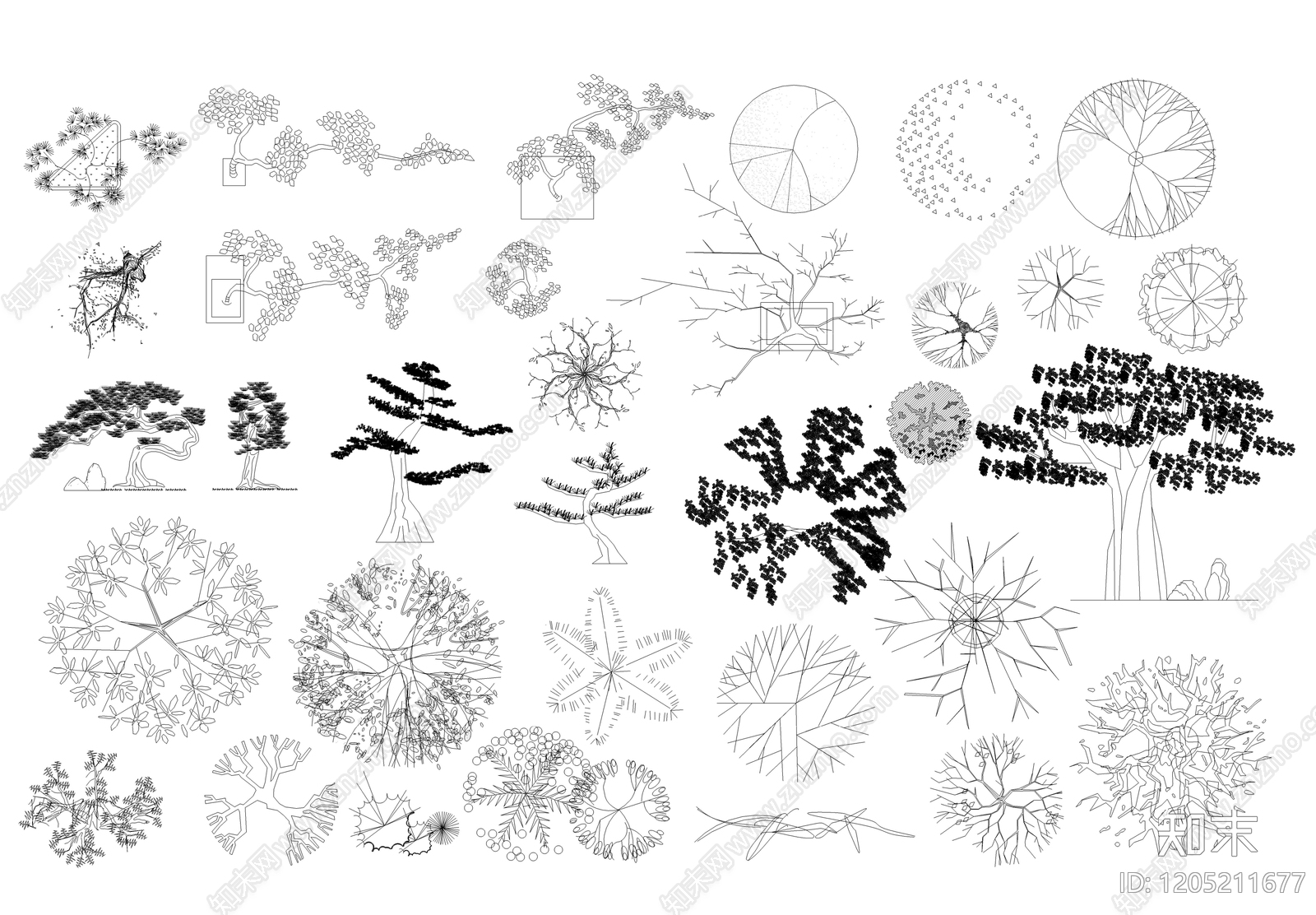 现代综合植物图库施工图下载【ID:1205211677】