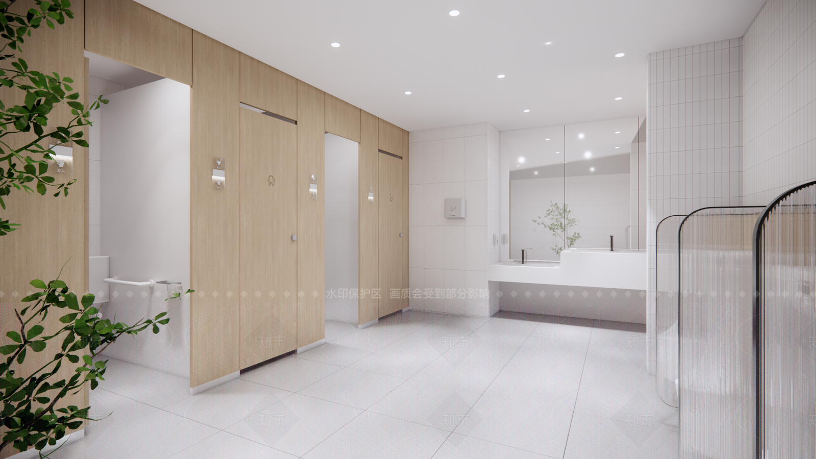 现代极简公共卫生间SU模型下载【ID:1205212860】