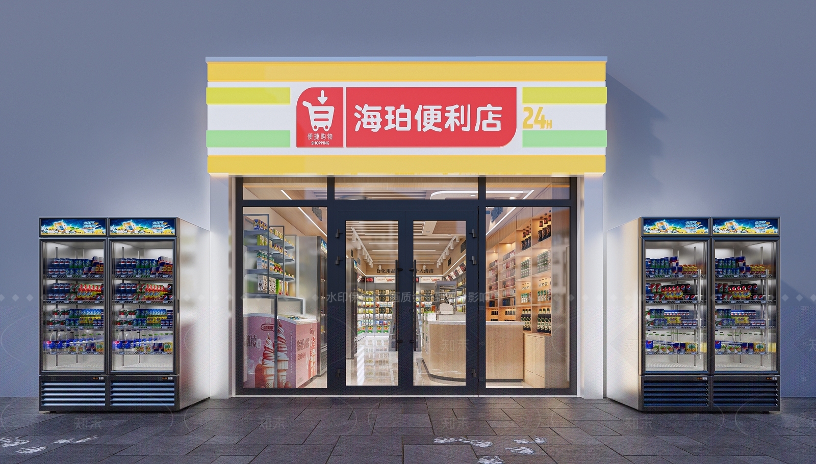 现代原木便利店SU模型下载【ID:1205213229】