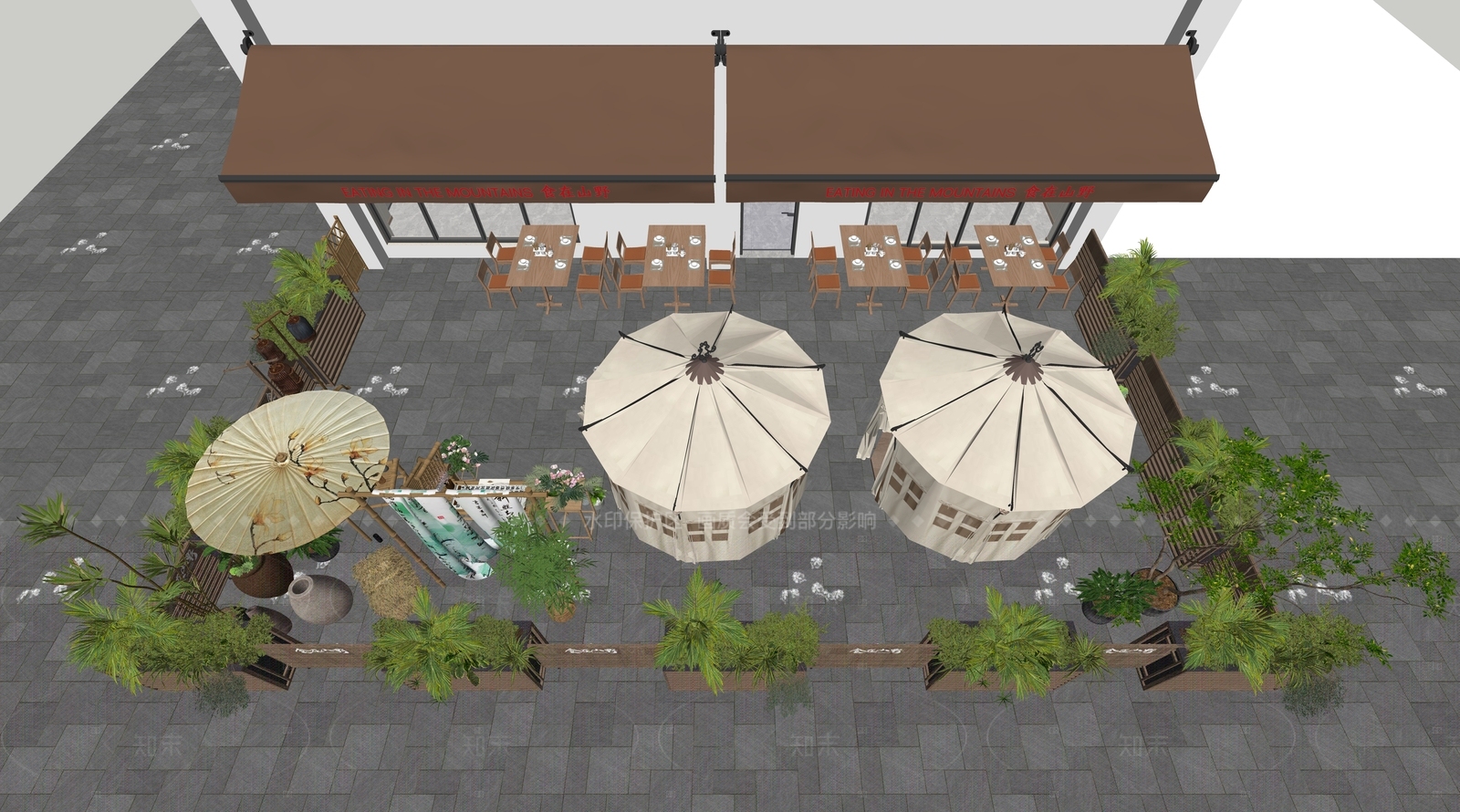 原木新中式中餐厅SU模型下载【ID:1205215218】