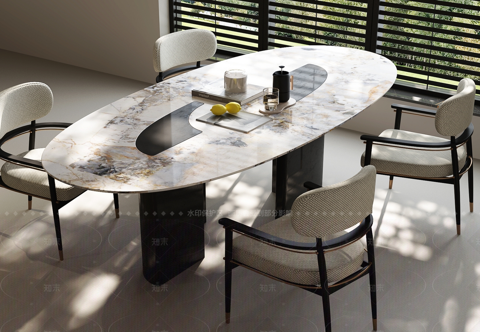 现代意式餐桌椅SU模型下载【ID:1205217464】