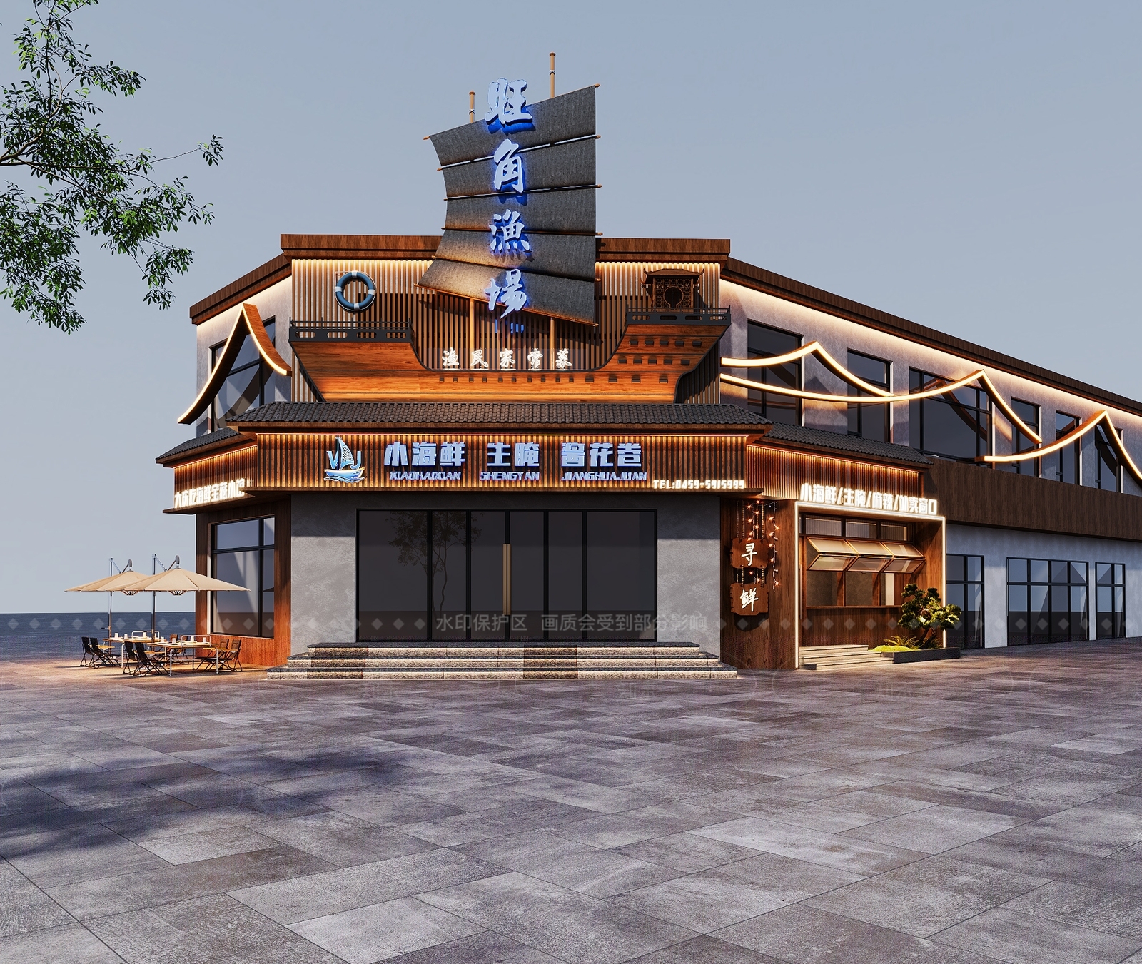 现代新中式门头3D模型下载【ID:1205218565】