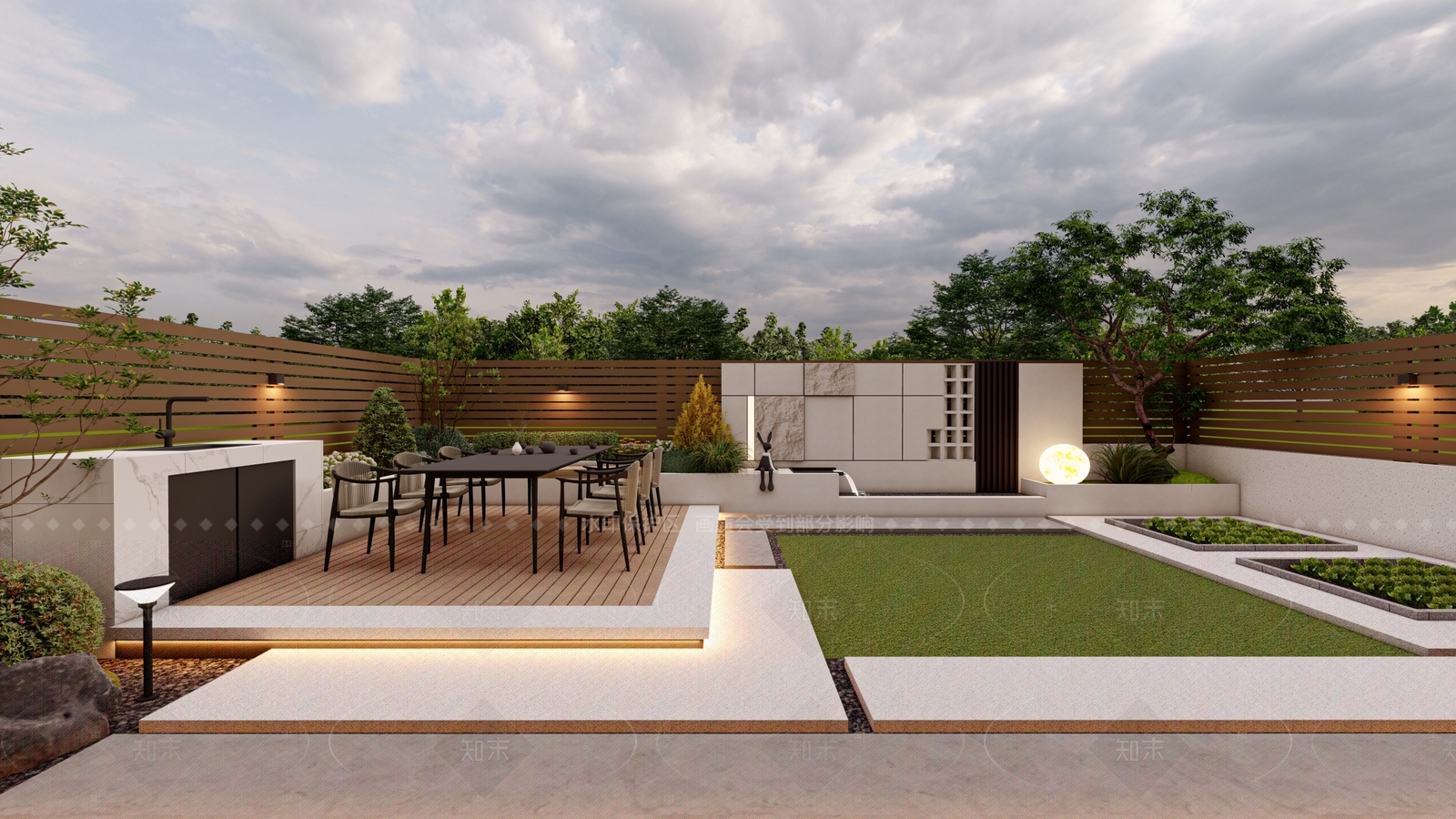 现代极简别墅庭院SU模型下载【ID:1205219045】