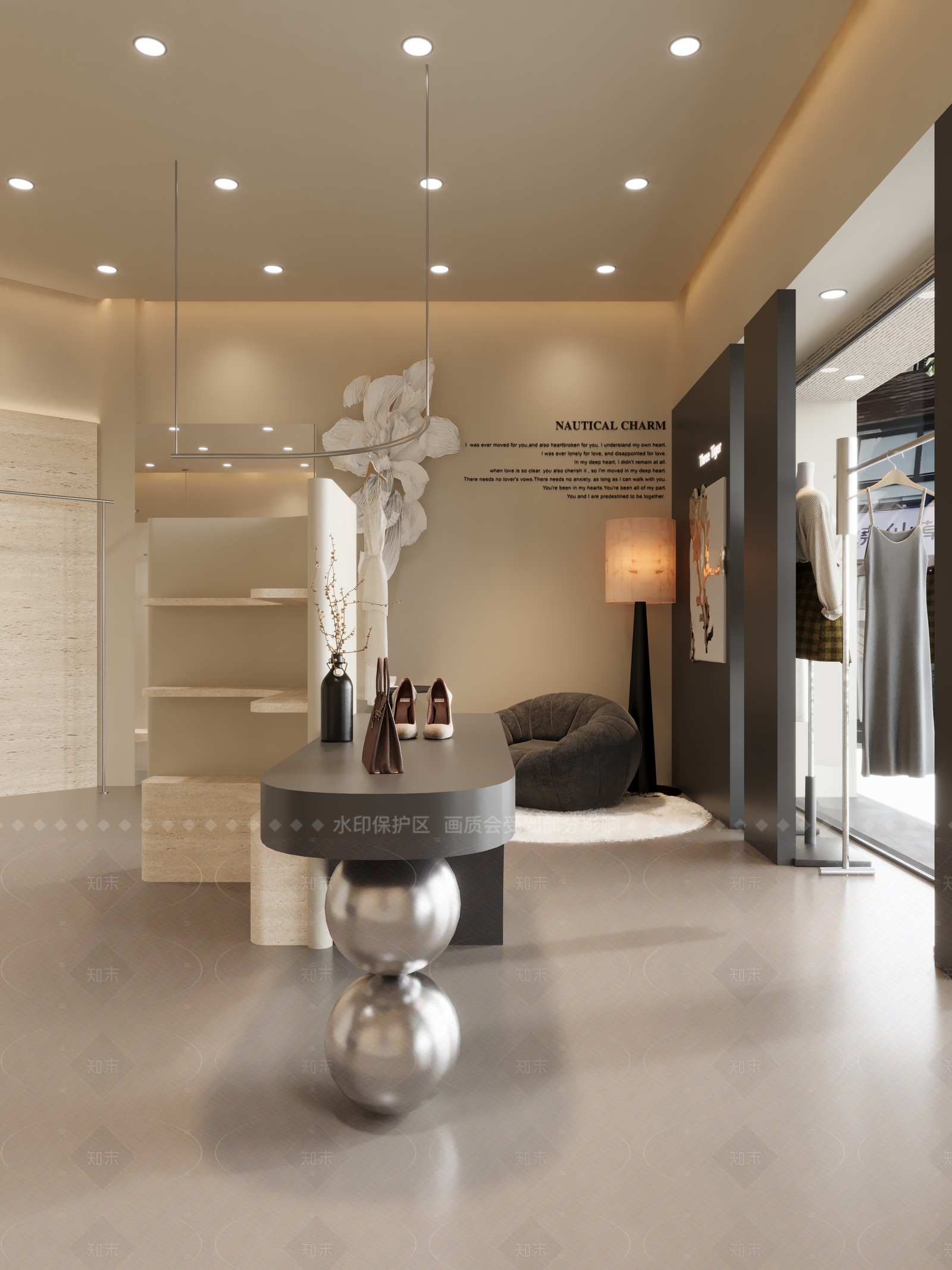 极简奶油服装店3D模型下载【ID:1205219308】