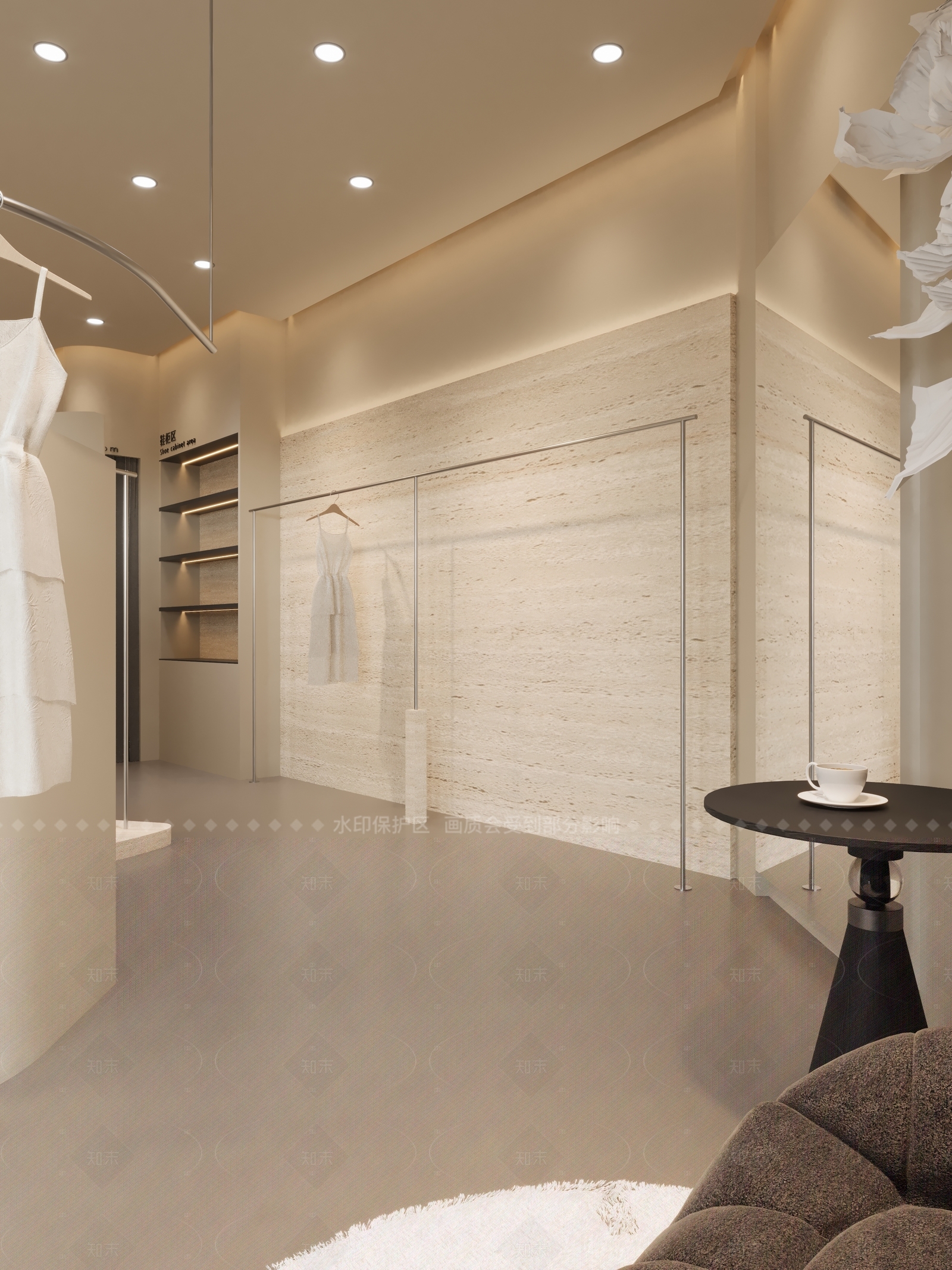 极简奶油服装店3D模型下载【ID:1205219308】