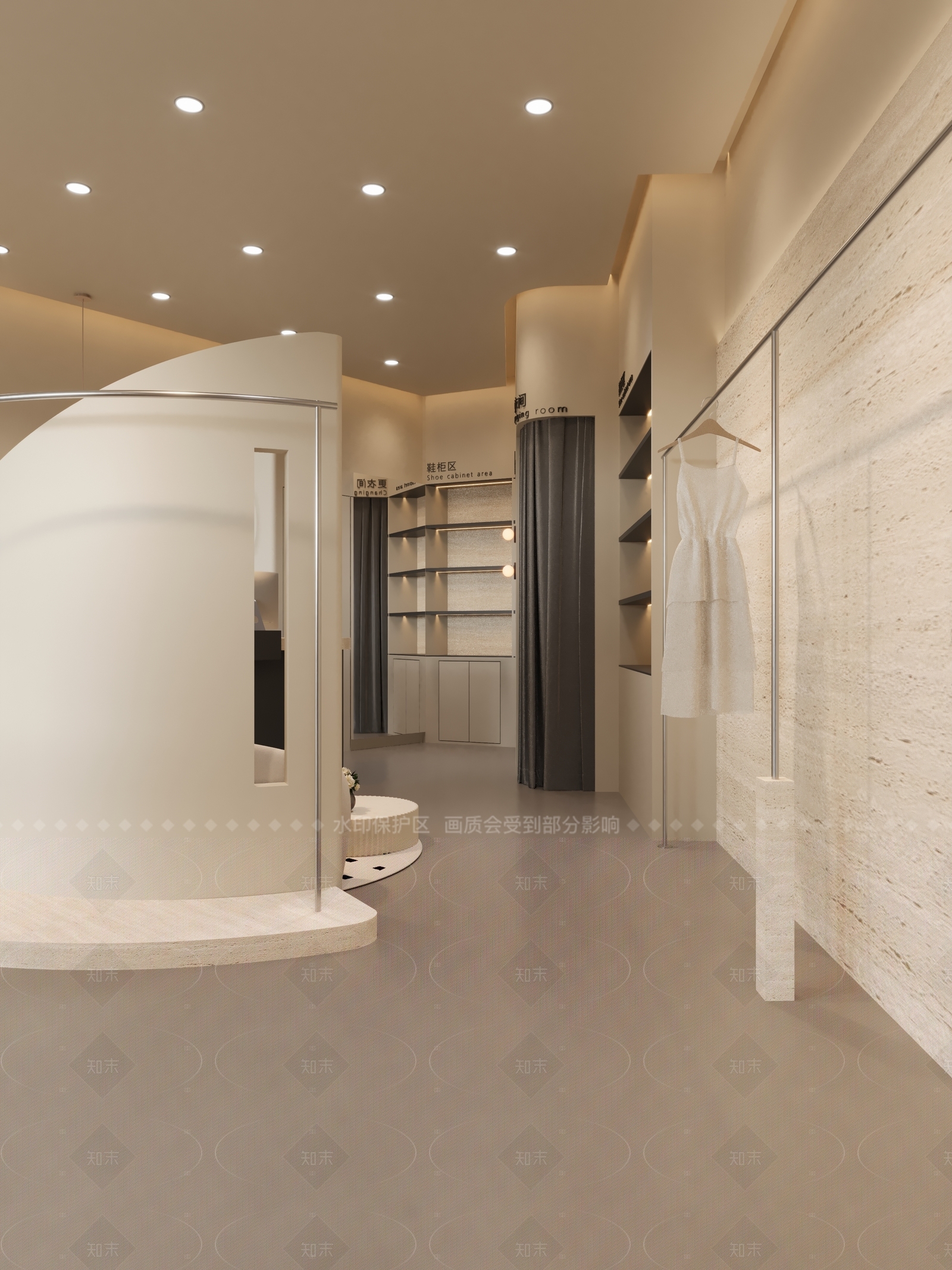 极简奶油服装店3D模型下载【ID:1205219308】