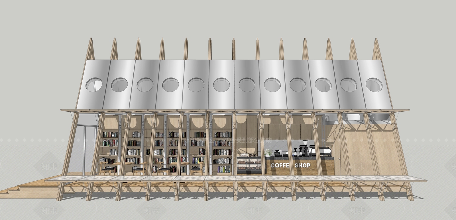 现代咖啡厅SU模型下载【ID:1205219663】