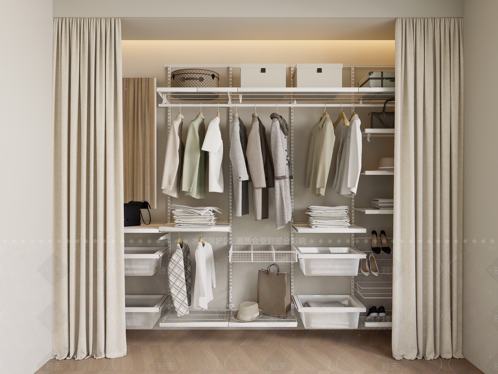 现代奶油衣柜SU模型下载【ID:1205220352】