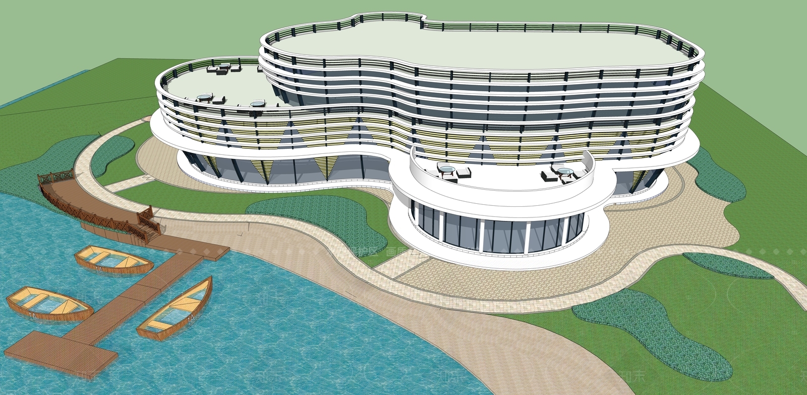 现代售楼处建筑SU模型下载【ID:1205222120】