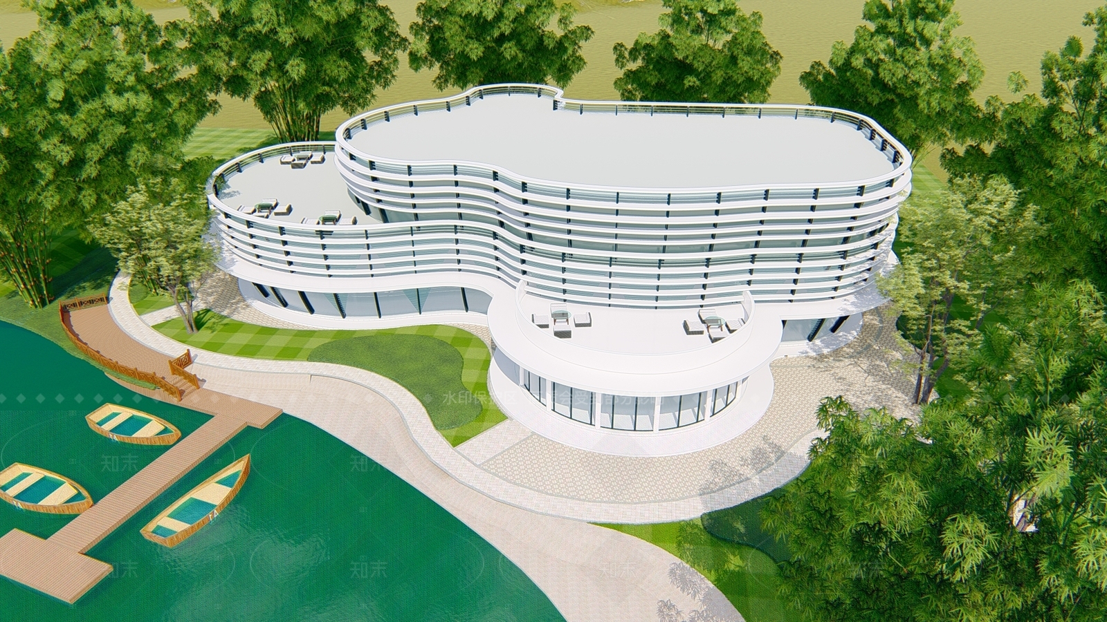 现代售楼处建筑SU模型下载【ID:1205222120】