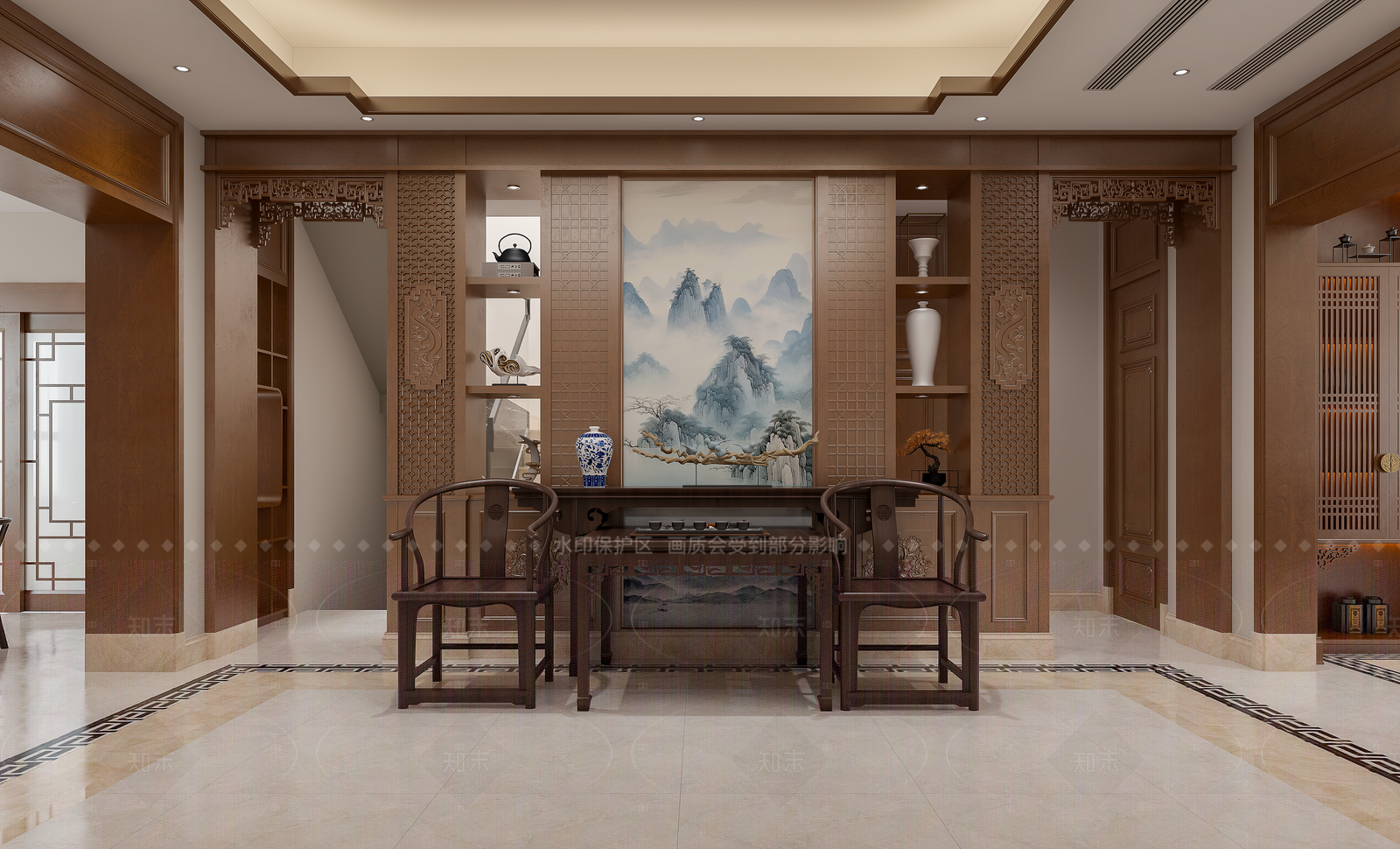 新中式家居客厅3D模型下载【ID:1222004504】