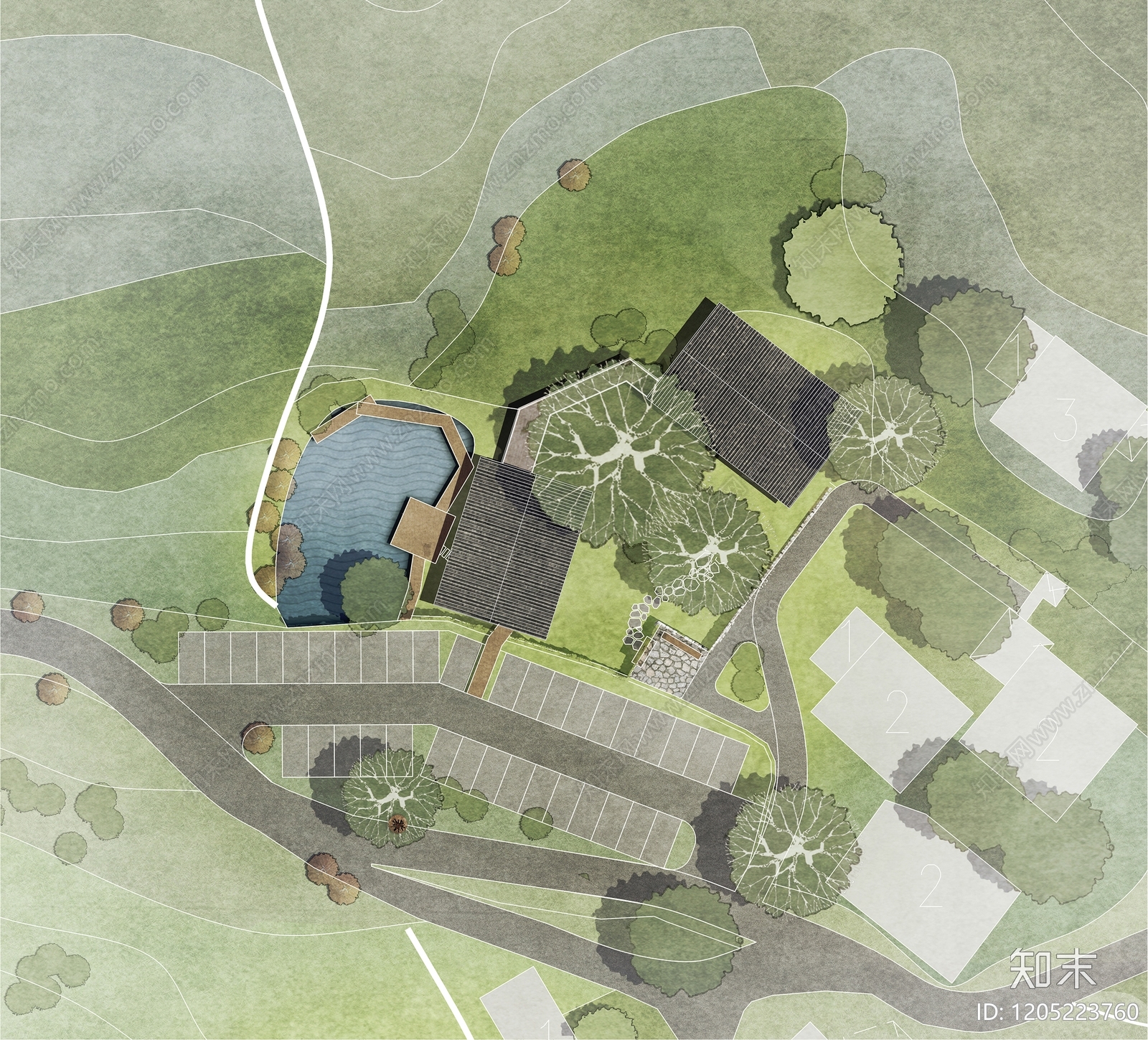 中式日式山地彩平图下载【ID:1205223760】