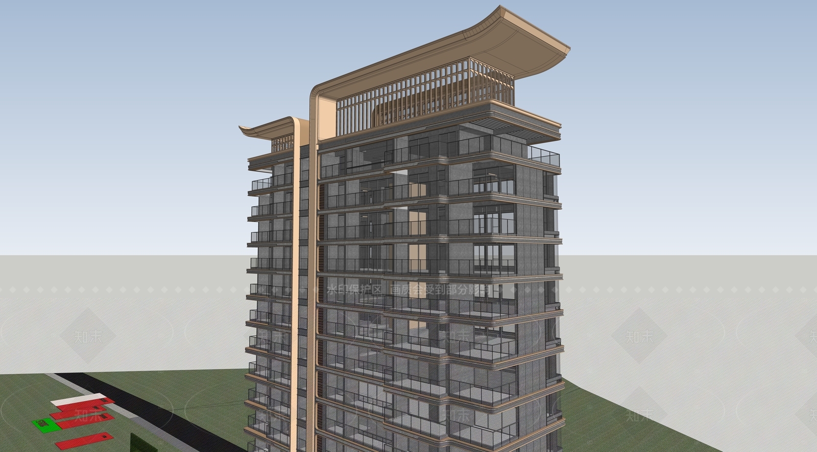 现代高层住宅SU模型下载【ID:1205302396】