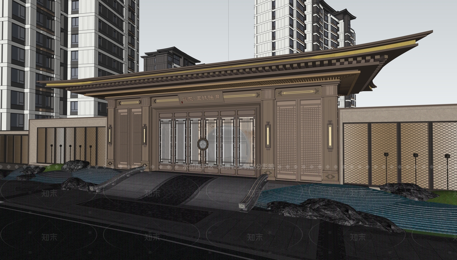 新中式中式小公建SU模型下载【ID:1205302494】