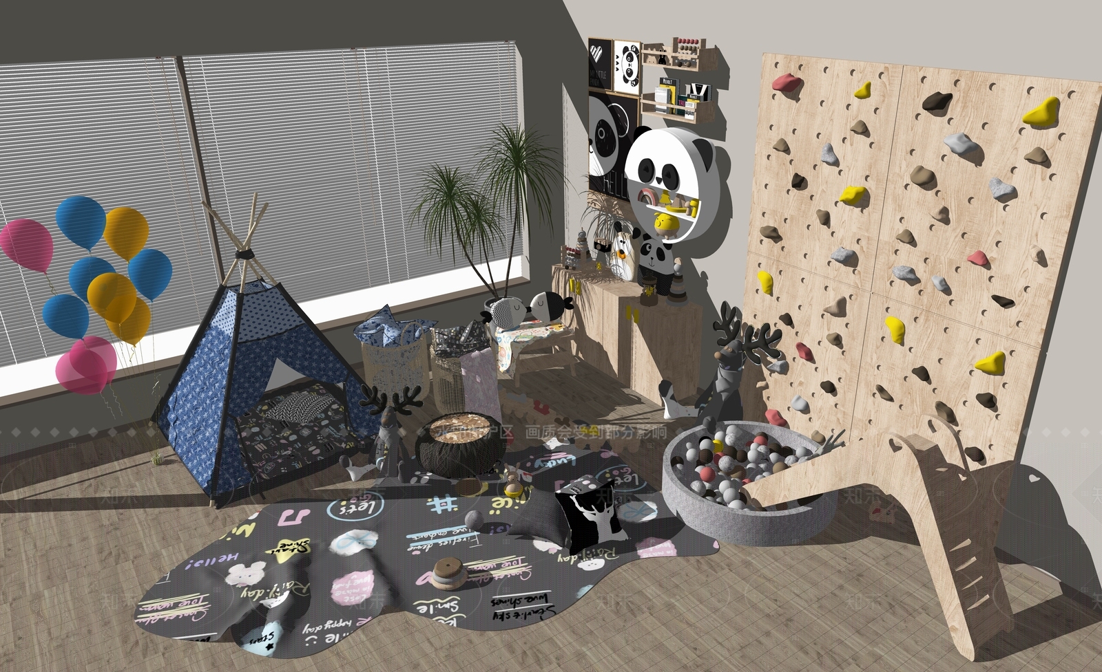 现代轻奢儿童玩具房SU模型下载【ID:1205228409】