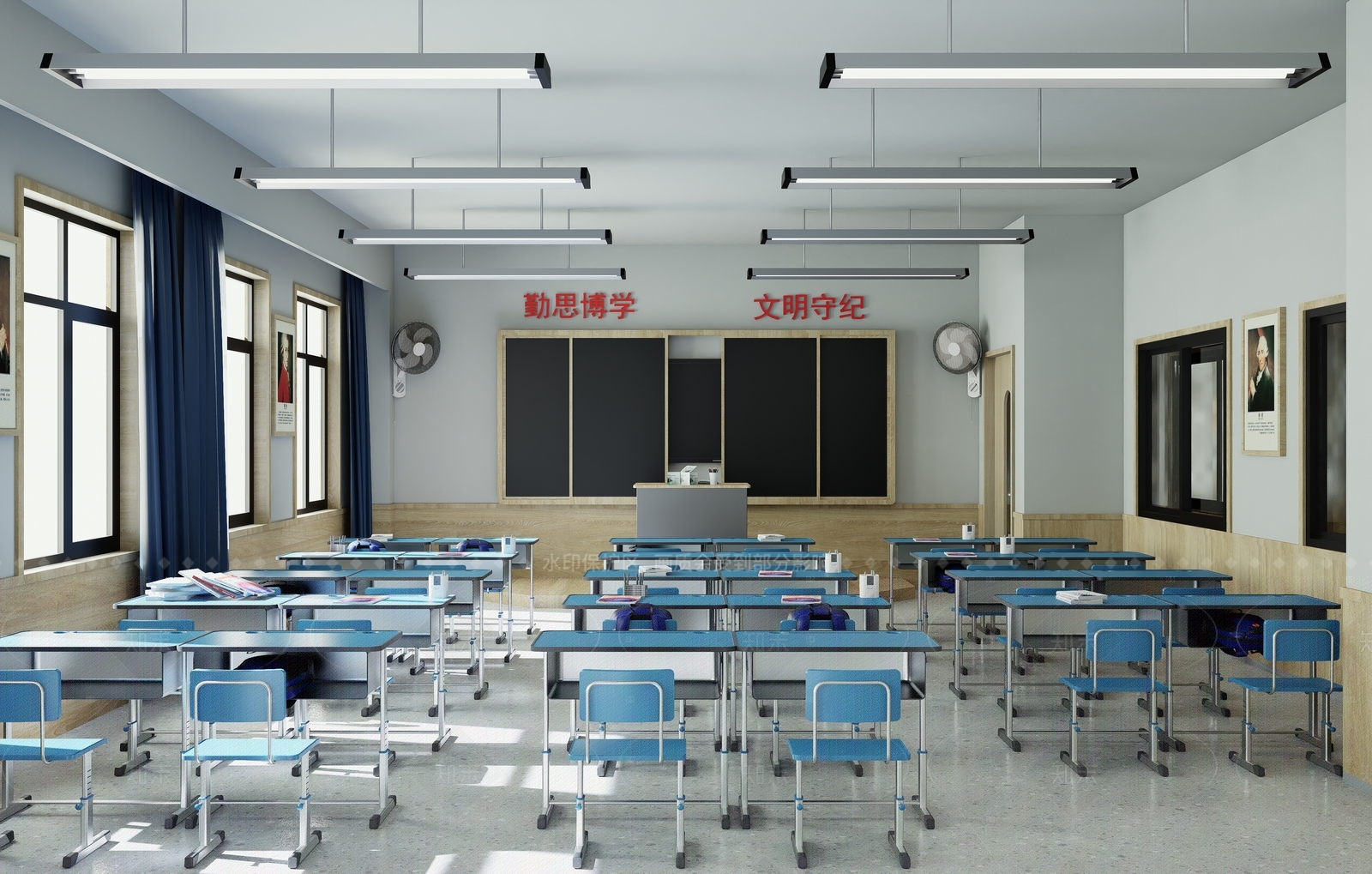 现代极简教室SU模型下载【ID:1205231505】