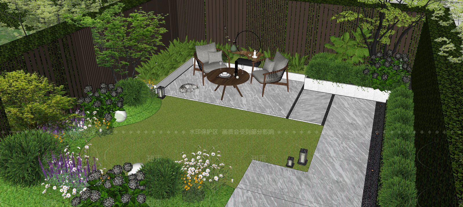 新中式现代别墅庭院SU模型下载【ID:1205231656】
