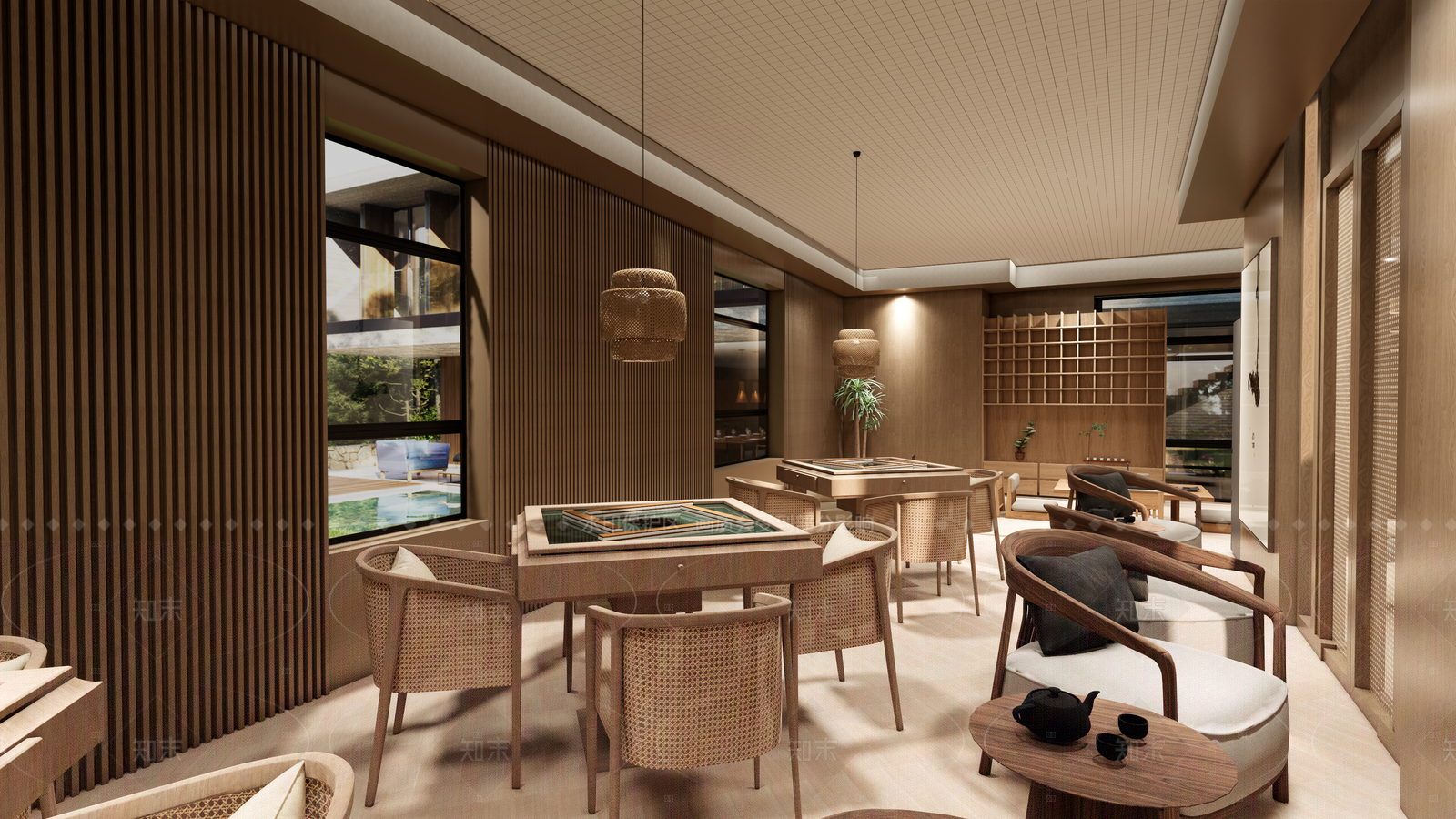 禅意新中式棋牌室SU模型下载【ID:1205232324】