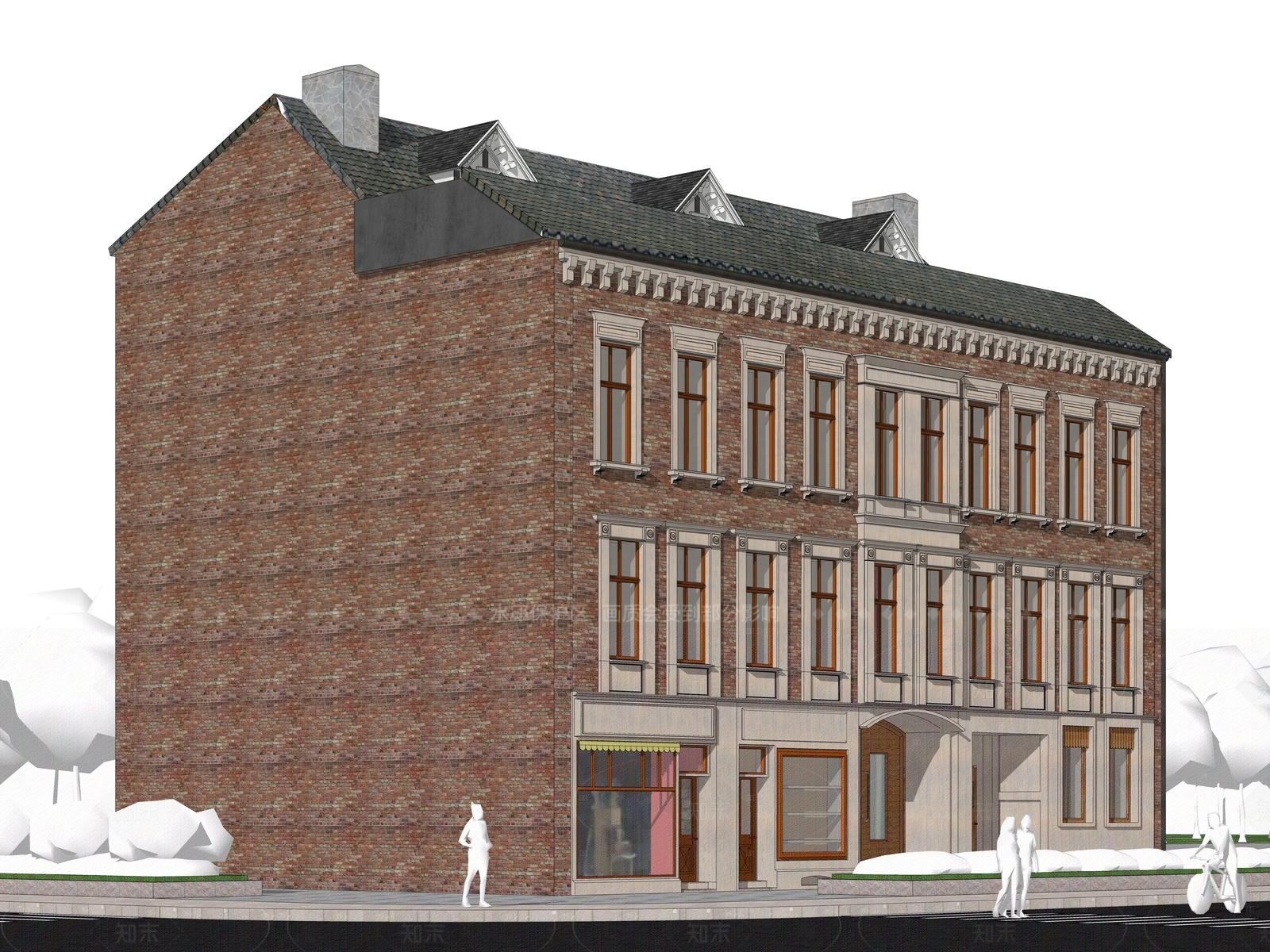 欧式美式商业街SU模型下载【ID:1205233113】