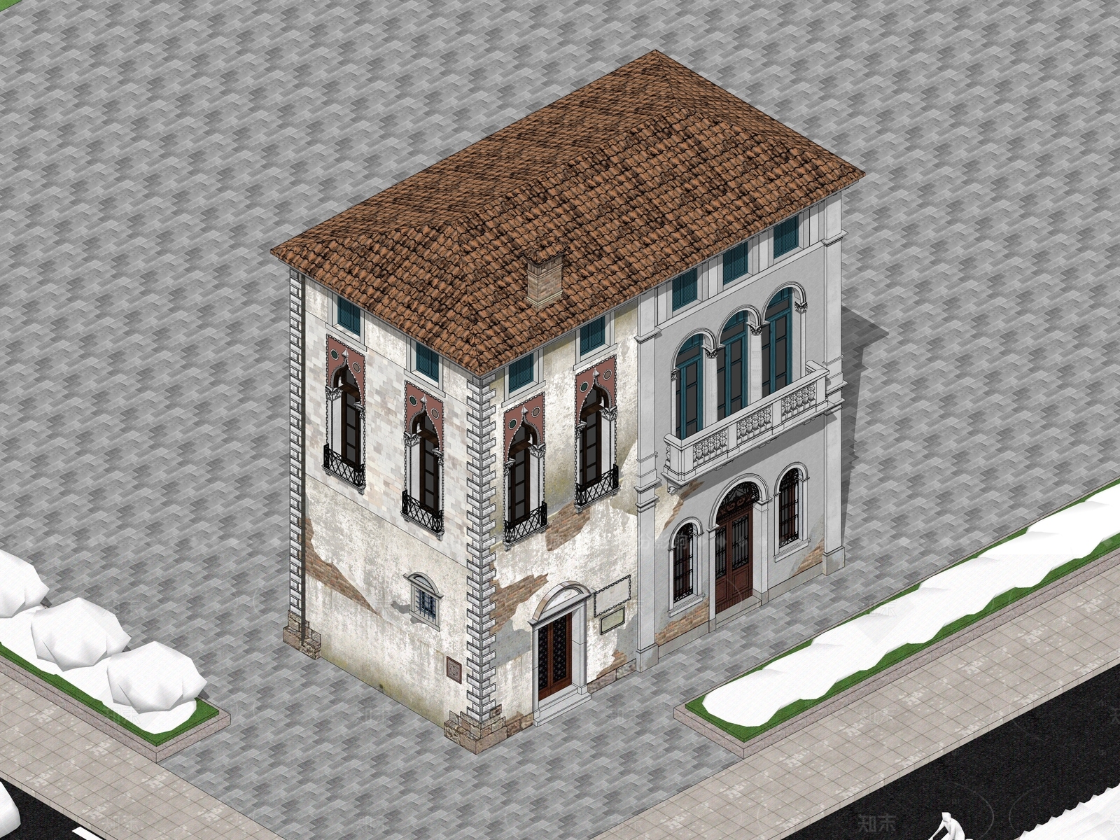 复古欧式小公建SU模型下载【ID:1205233973】