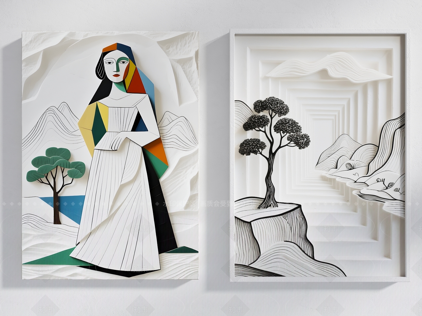 现代欧式挂画SU模型下载【ID:1205238819】