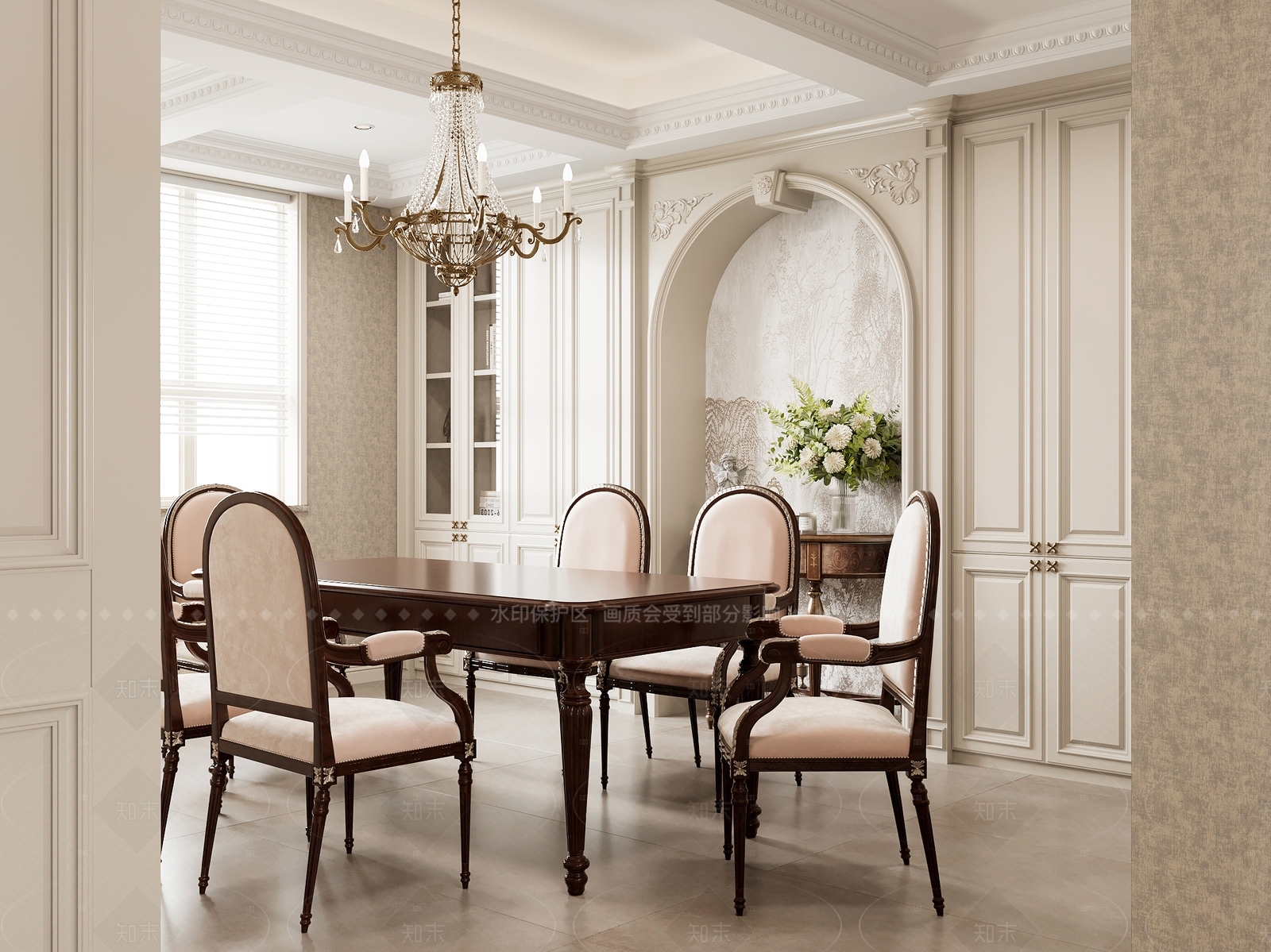 法式简欧家居餐厅3D模型下载【ID:1205239256】