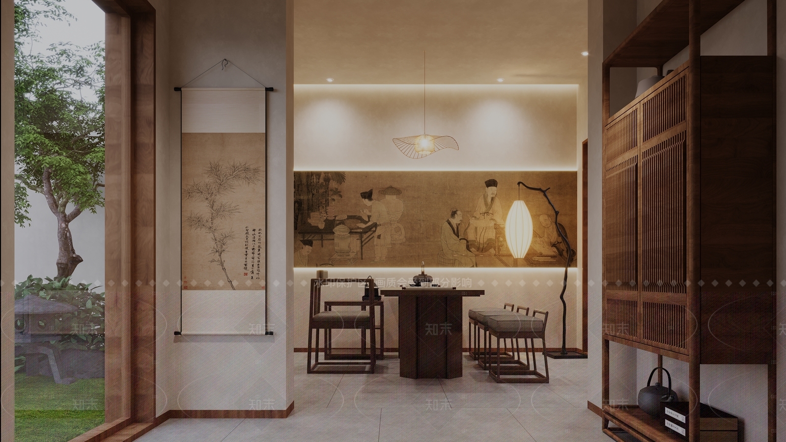 中式新中式瑜伽室3D模型下载【ID:1205253049】