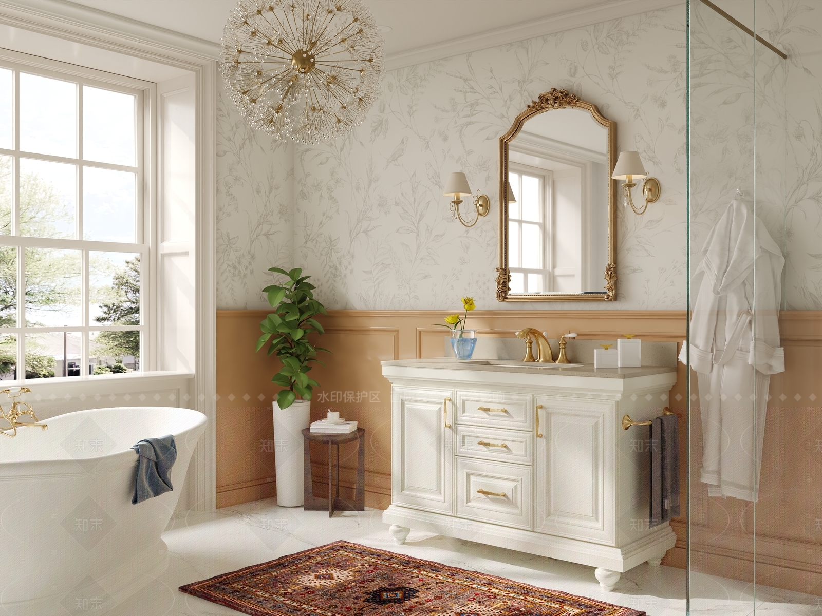 美式复古卫生间3D模型下载【ID:1205255018】