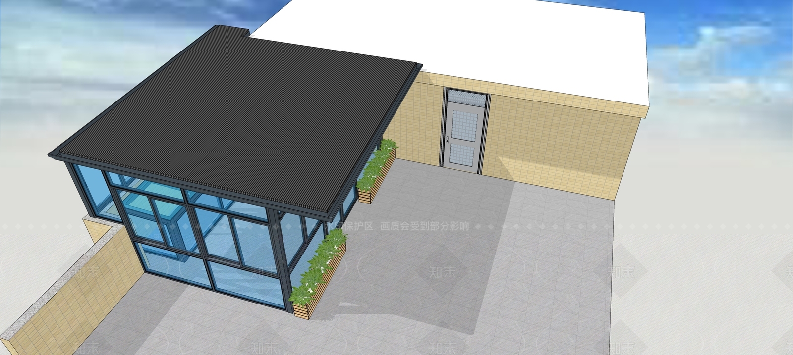 现代别墅阳台SU模型下载【ID:1205255089】