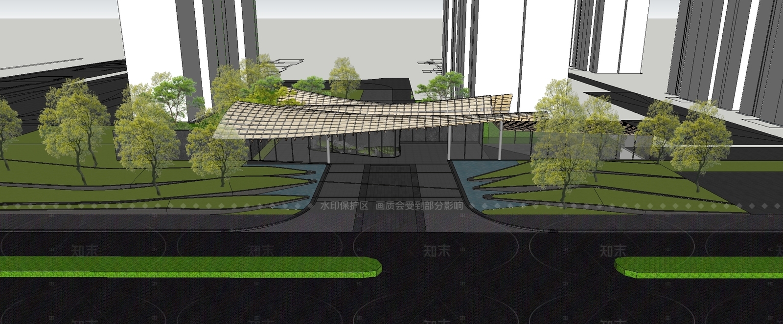 现代小区景观SU模型下载【ID:1205260090】