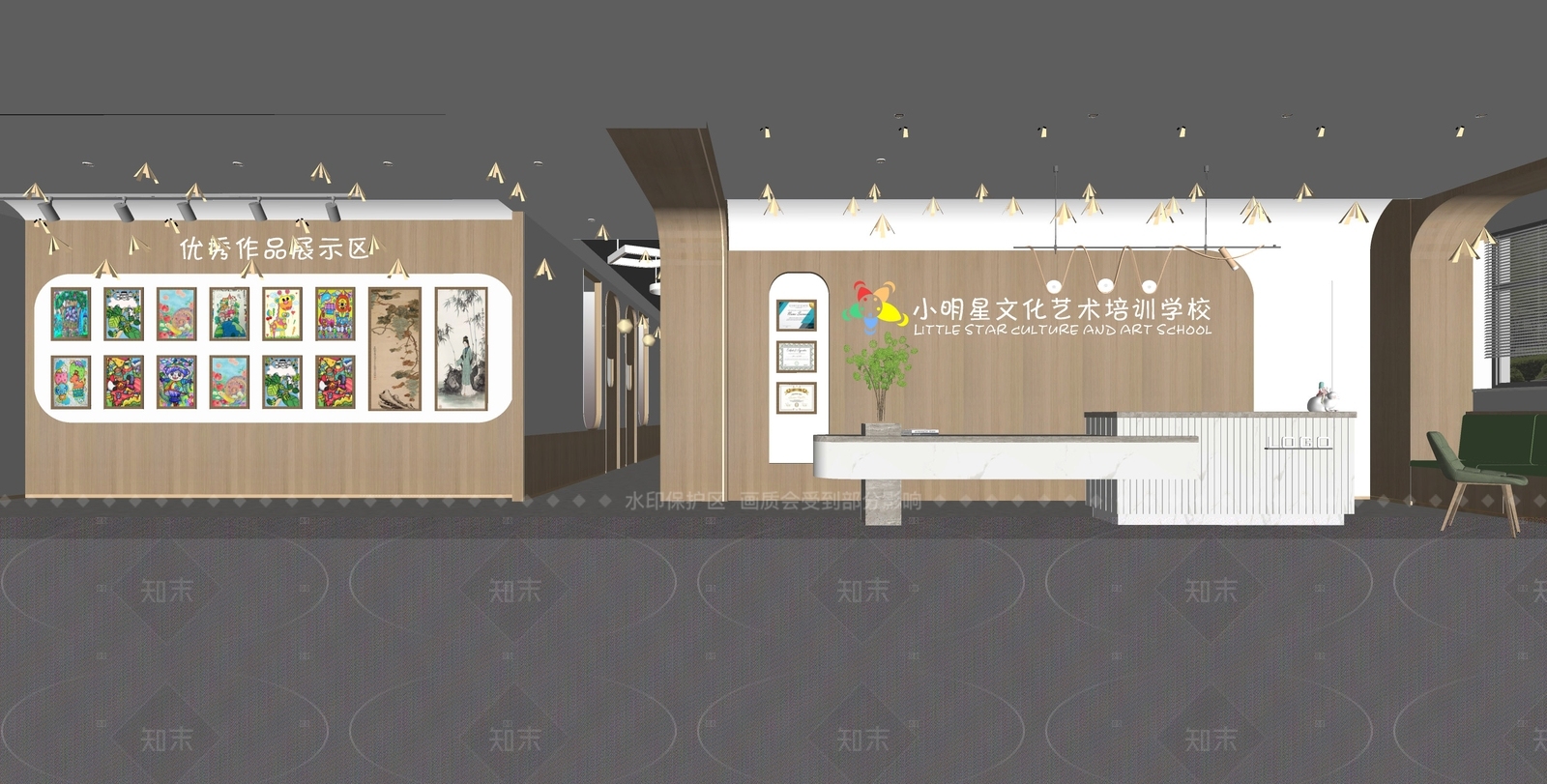 现代幼儿园内部SU模型下载【ID:1205261253】