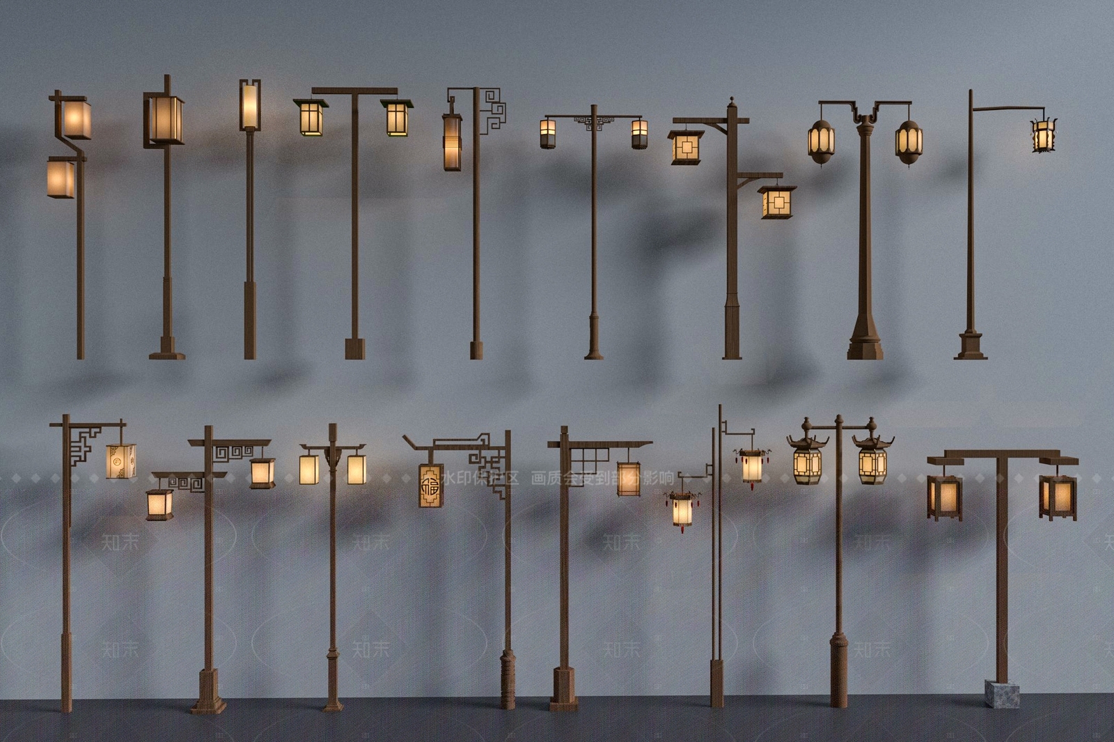 新中式中式路灯SU模型下载【ID:1205261364】