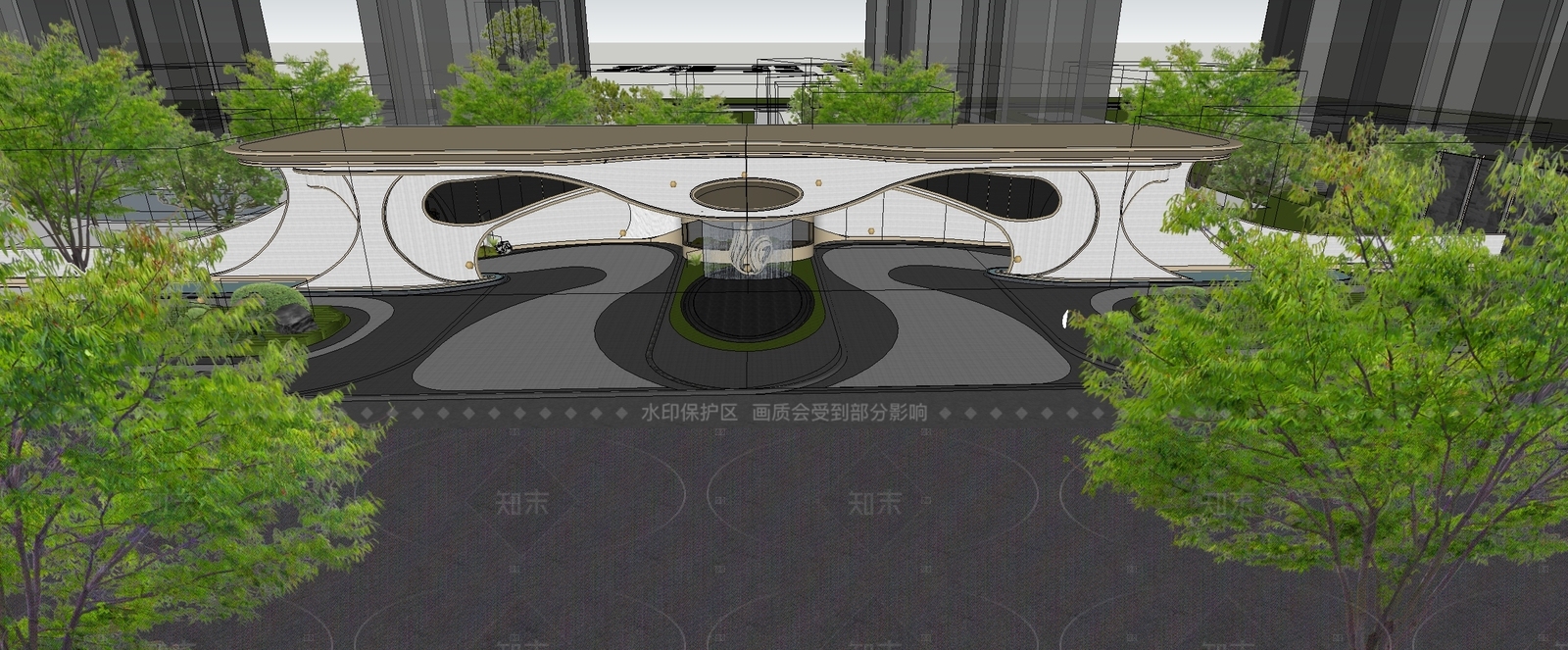 现代小区景观SU模型下载【ID:1205262162】