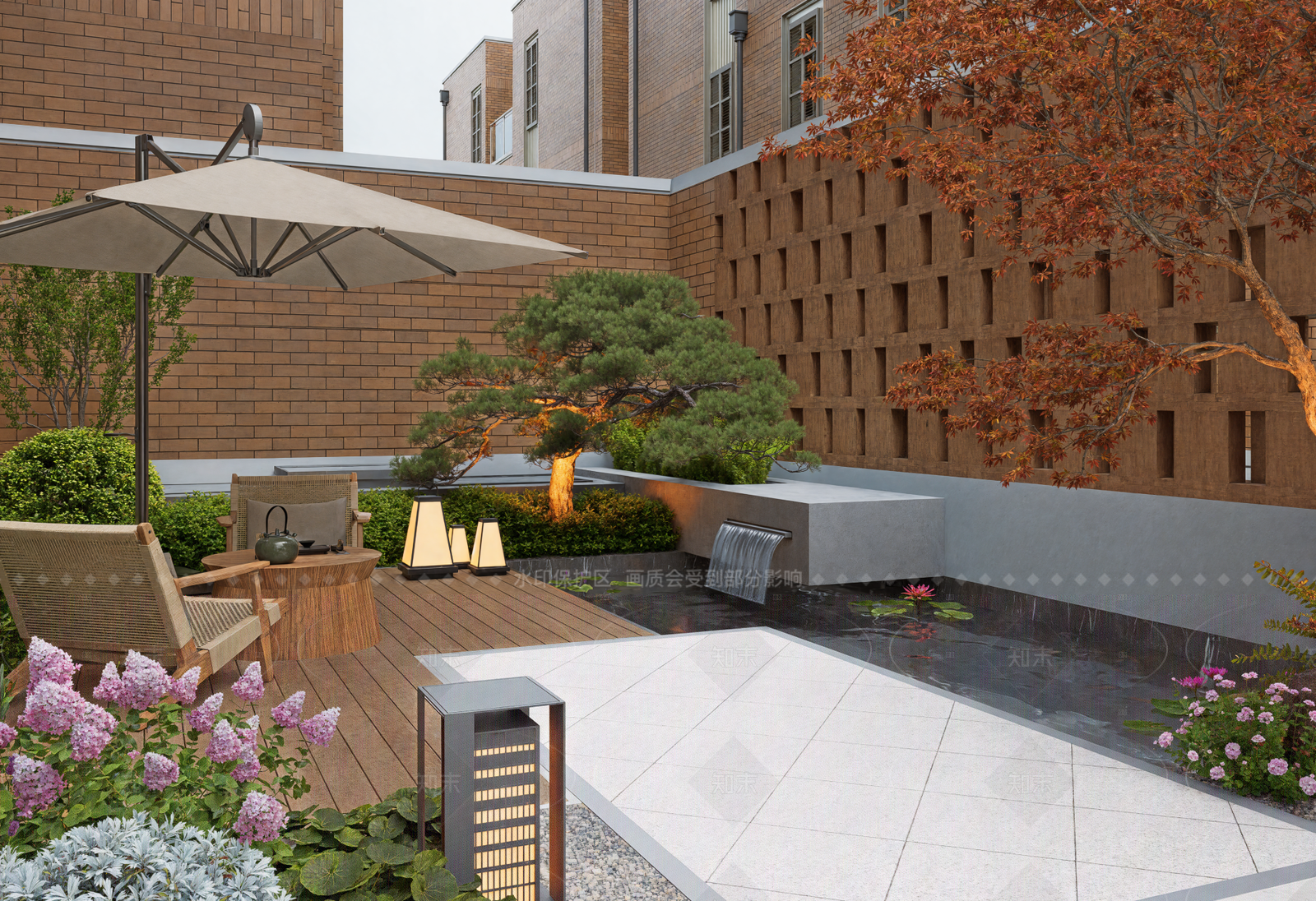 现代欧式别墅庭院SU模型下载【ID:1205263845】