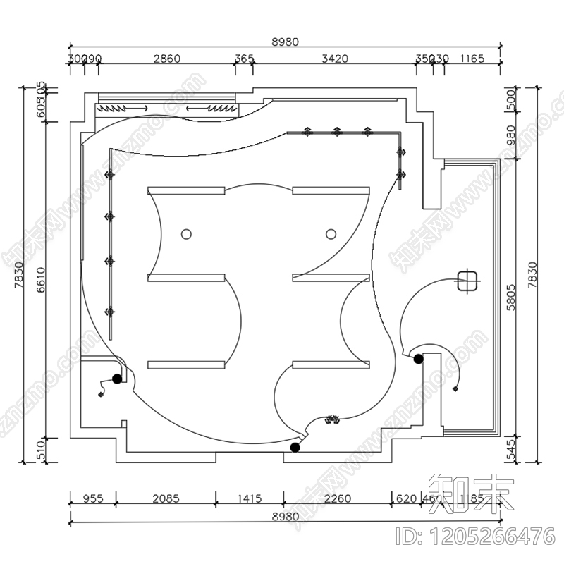 现代简约其他公共空间cad施工图下载【ID:1205266476】