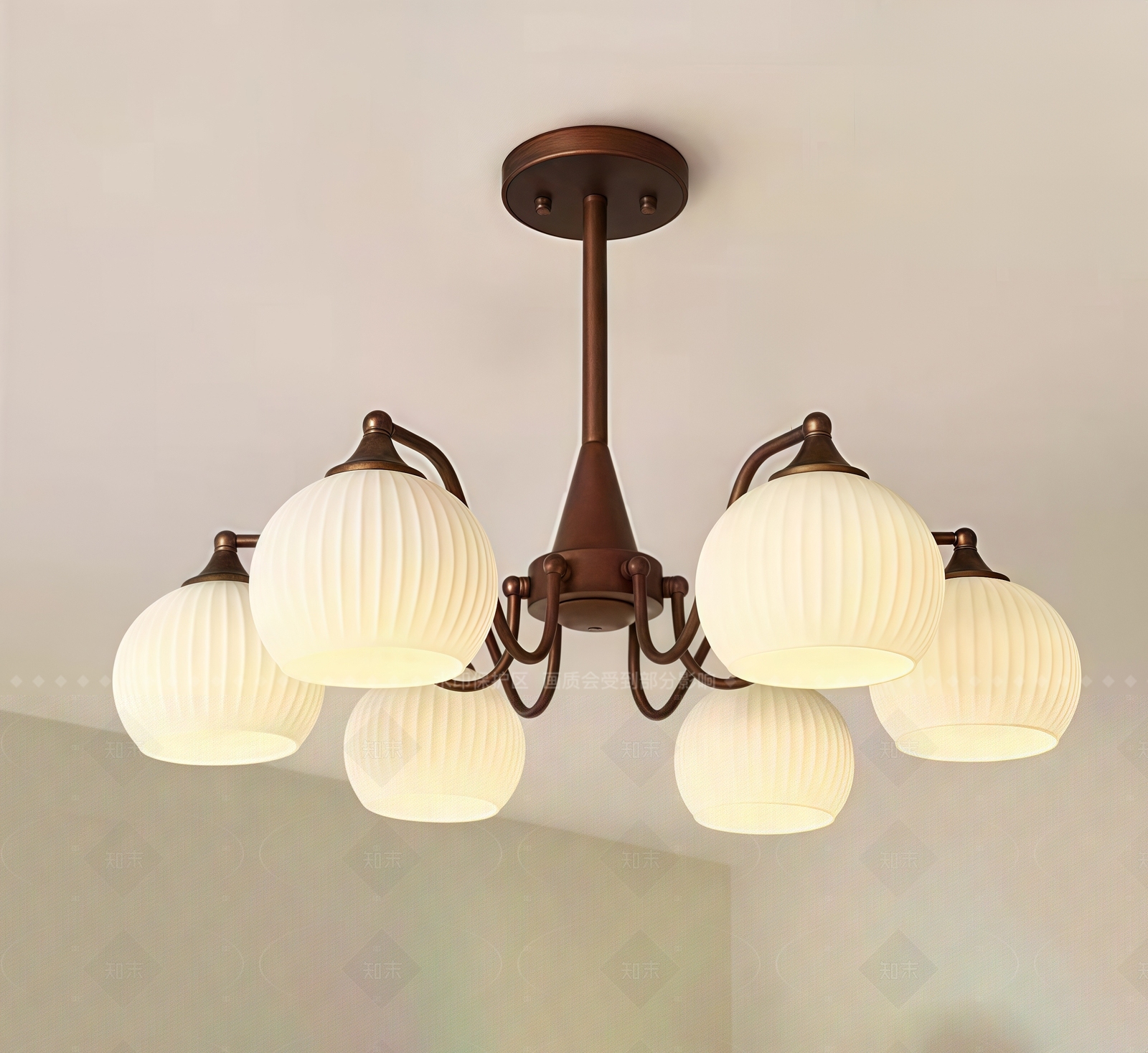 美式中古吊灯3D模型下载【ID:1205266600】