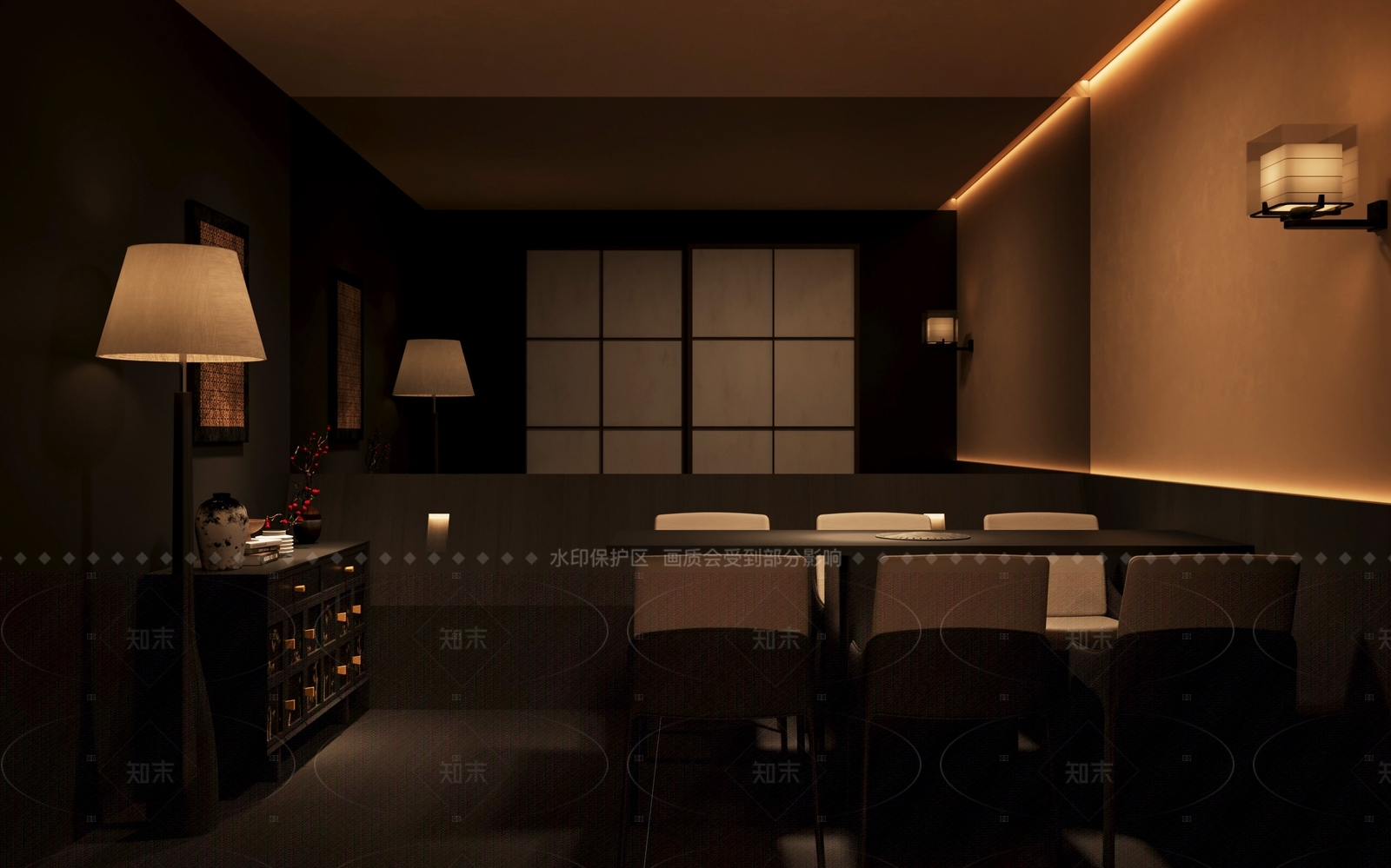 新中式日式包厢3D模型下载【ID:1205267220】