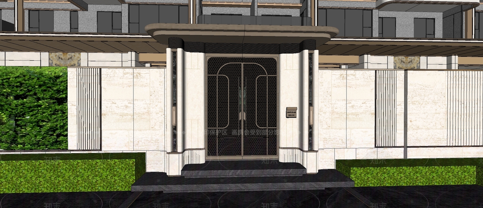 现代别墅庭院SU模型下载【ID:1205267682】